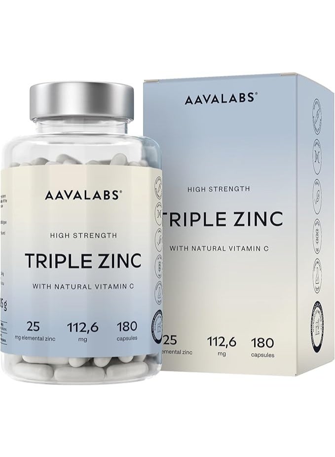 Aavalabs Triple Zinc Complex ,to supports a strong immune system and promotes healthy skin, hair, and nails ,180 tablets - Image 1